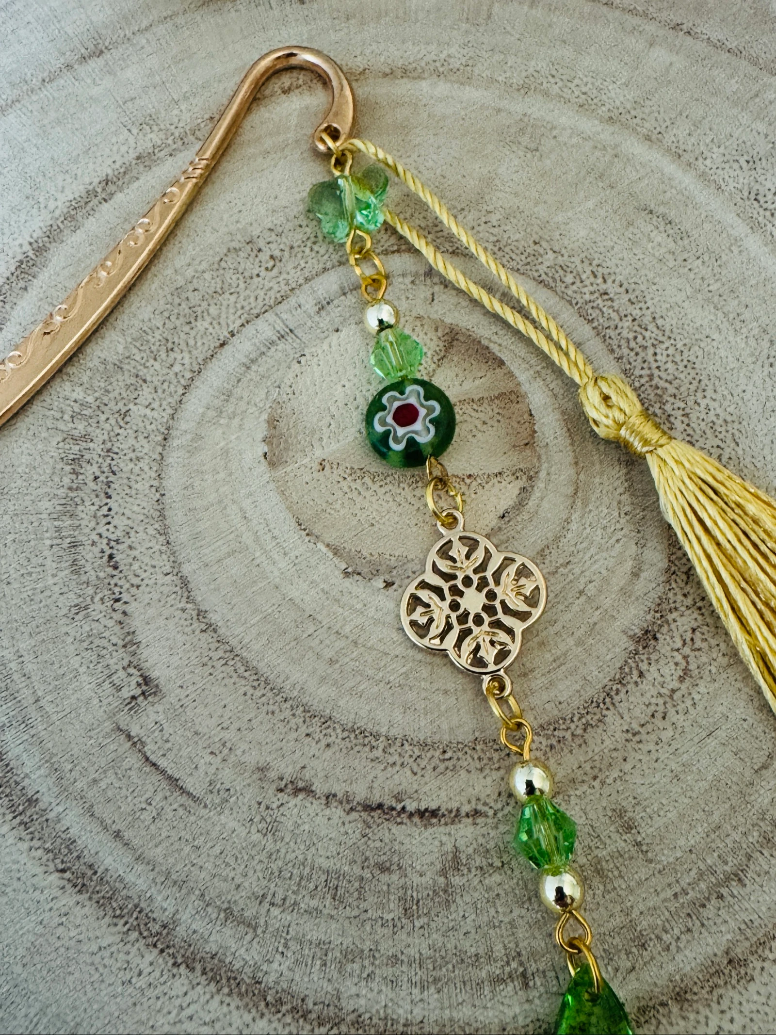 Handgemaakte bladwijzer – Groen & Goud – photo 2